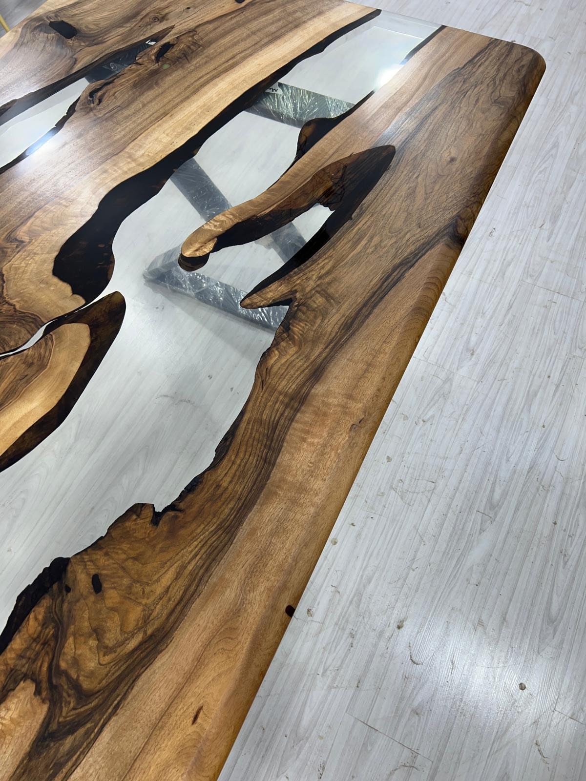 Walnut Dining Table, Epoxy Resin Table, Custom 78” x 40” Walnut Table, Clear Epoxy Table, River Table, Custom Order for Monica