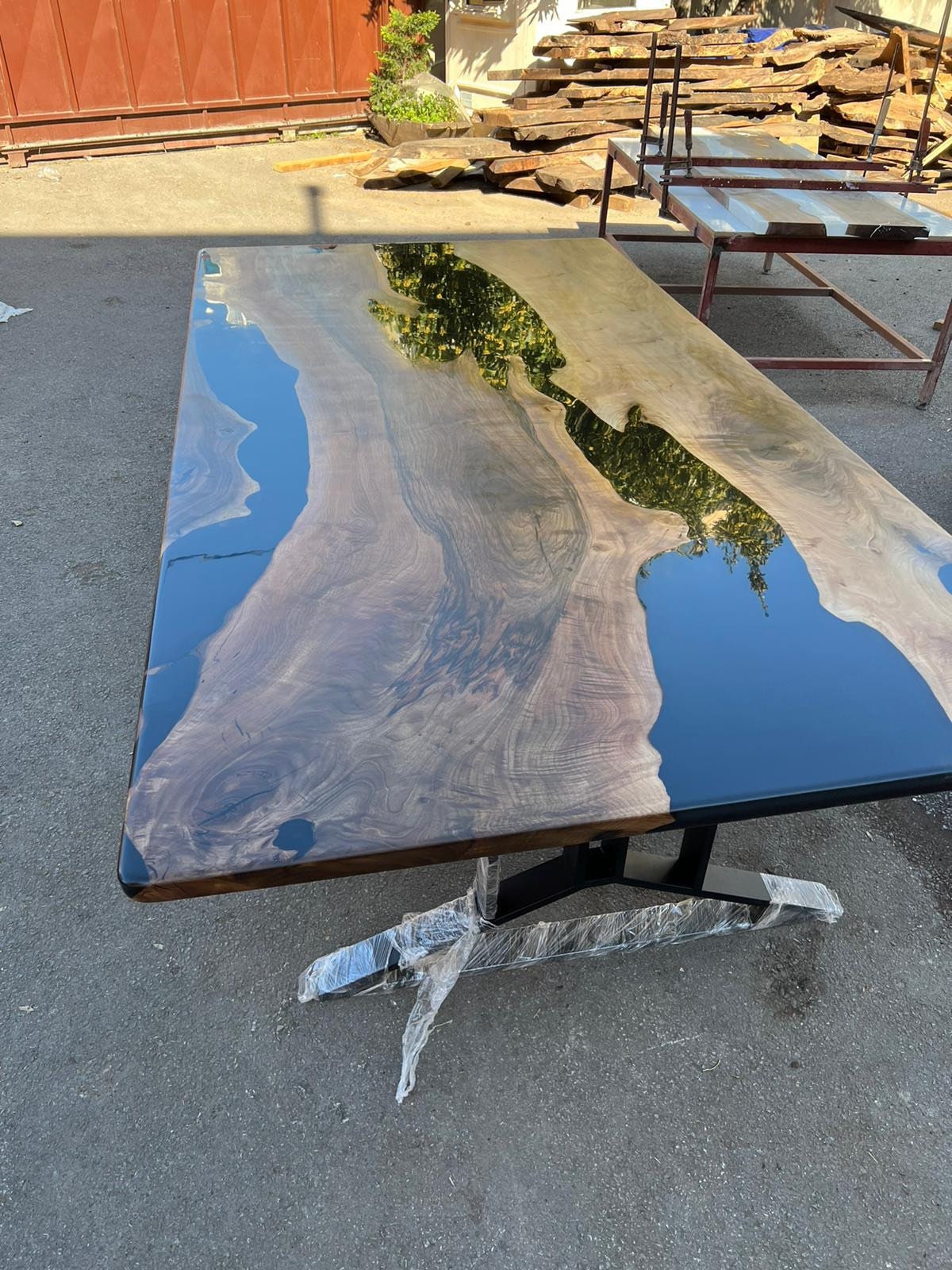 Epoxy Resin Table, Custom 115” x 60” Walnut Black Epoxy Dining Table, Handmade Epoxy Table, Unique Resin Epoxy Table for Shayla