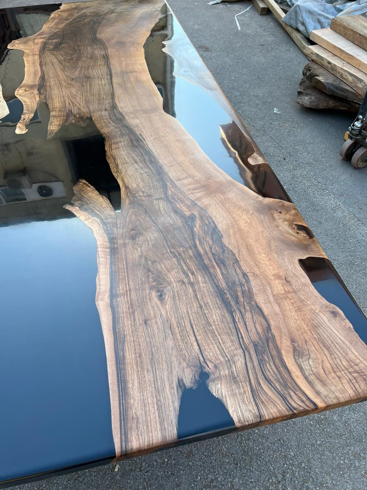 Epoxy Resin Table, Custom 115” x 60” Walnut Black Epoxy Dining Table, Handmade Epoxy Table, Unique Resin Epoxy Table for Shayla