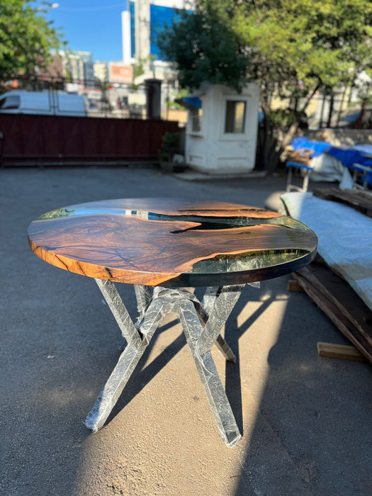 Epoxy Coffee Table, Custom Coffee Table, Custom 50” Diameter Round Table, Walnut Wood Clear Table, Epoxy Table, Order for Lisa R