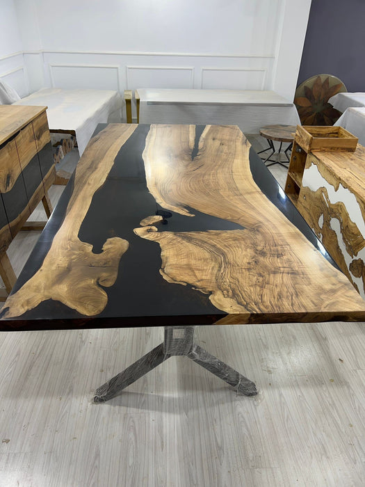 Live Edge Table, River Table, Custom 96” x 48” Walnut Black Table, Epoxy River Dining Table, Custom Order for Steve 3