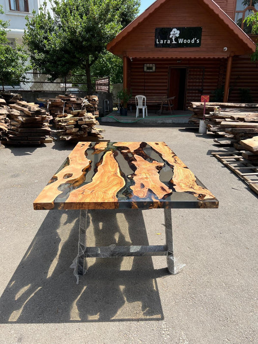 Handmade Epoxy Table, Custom 72” x 42” Olive Wood Table, Clear Epoxy Dining Table, Live Edge Table, Custom Order for Rob F