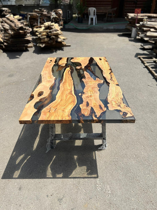 Handmade Epoxy Table, Custom 72” x 42” Olive Wood Table, Clear Epoxy Dining Table, Live Edge Table, Custom Order for Rob F