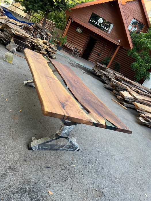 Epoxy Table, Epoxy Dining Table, Walnut Epoxy River Table, Custom 110” x 46” Walnut Clear Epoxy River Table Order for Nikki