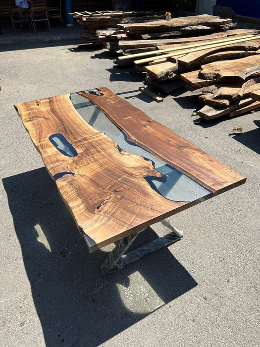 Live Edge Table, Epoxy Dining Table, Epoxy Resin Table, Custom 78” x 40” Walnut Table, Epoxy River Table, Custom Order for Gemma