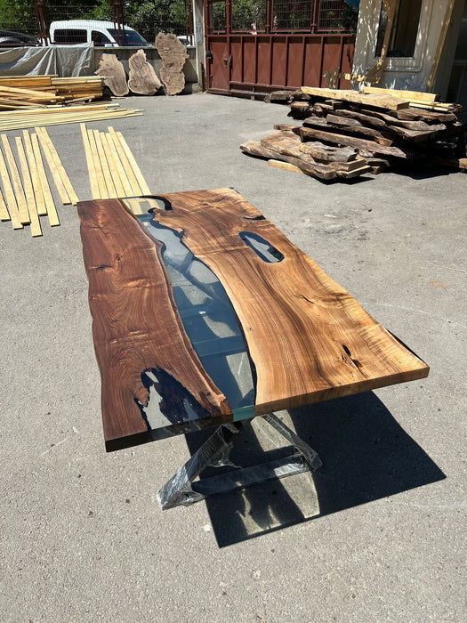 Live Edge Table, Epoxy Dining Table, Epoxy Resin Table, Custom 78” x 40” Walnut Table, Epoxy River Table, Custom Order for Gemma