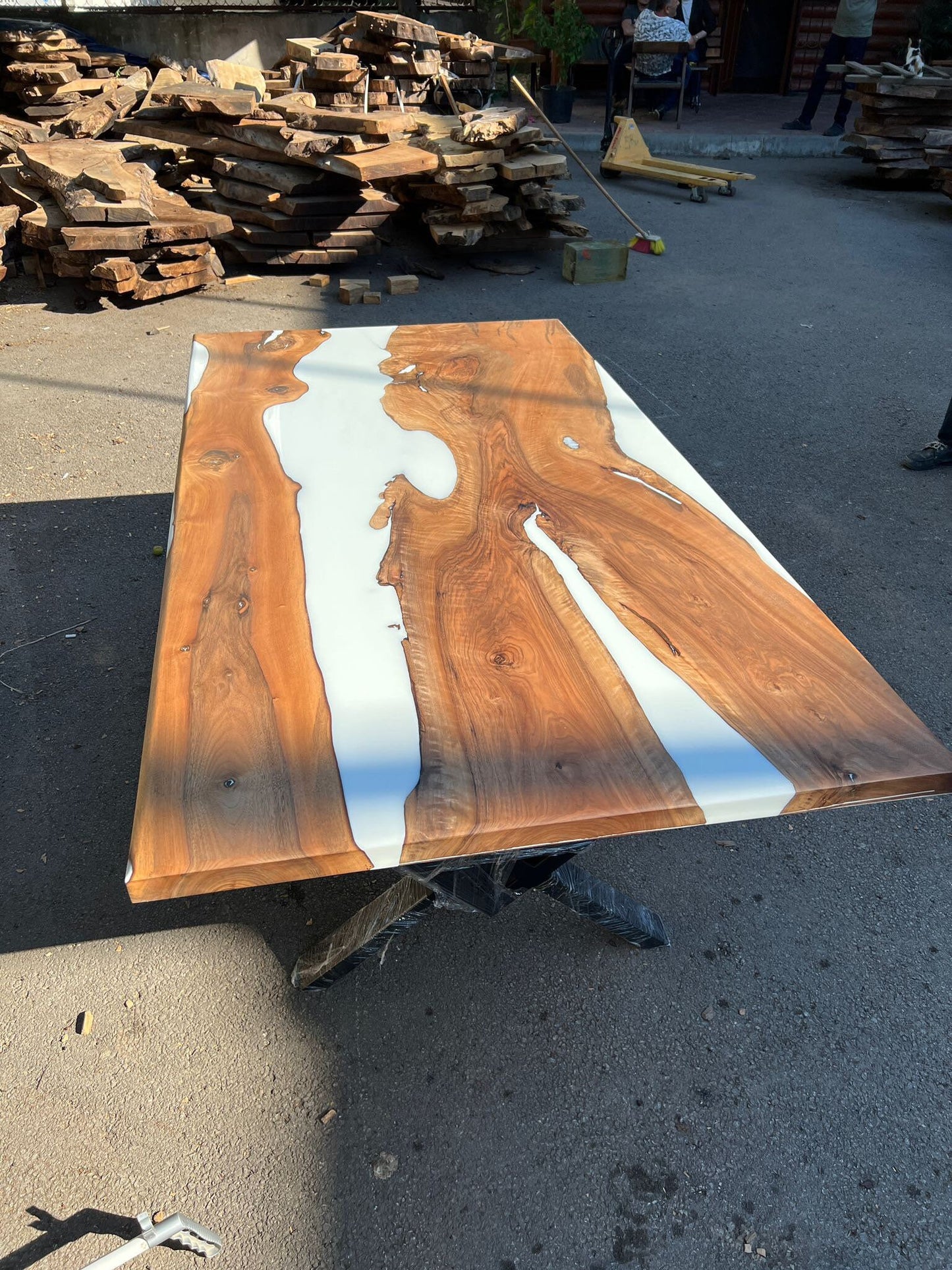 Custom 80”x 42" Walnut Epoxy Table, Epoxy Resin Table, Epoxy Dining Table, Epoxy Resin Table, Live Edge Table for Fernanda