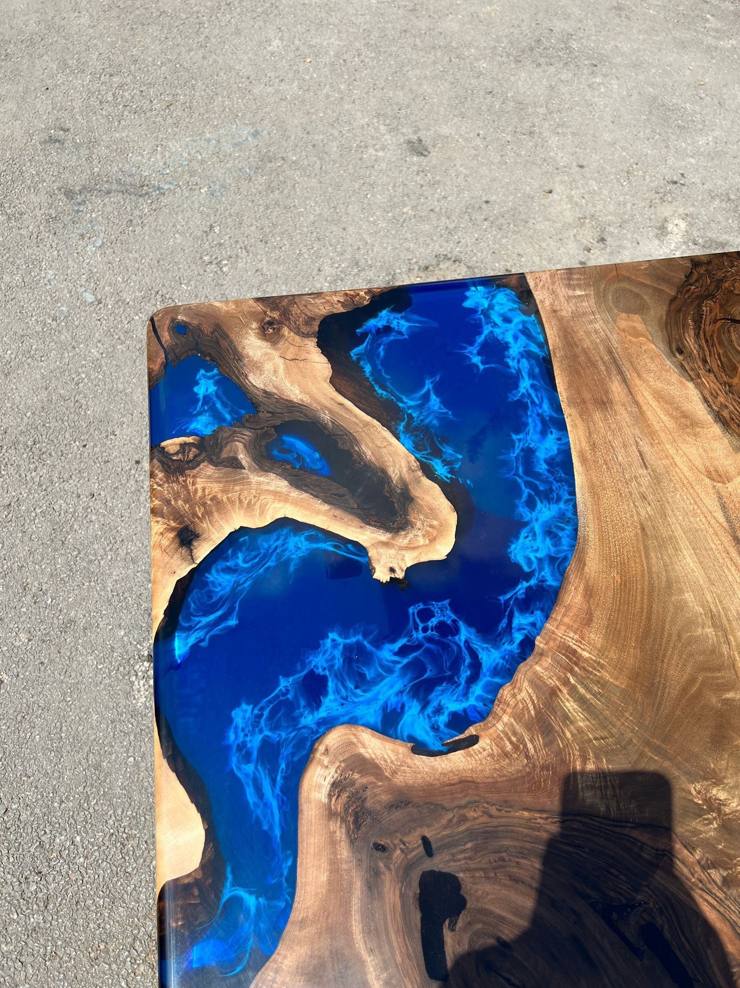 Walnut Dining Table, Custom 84” x 36” Walnut Blue Table, Epoxy Dining Table, Live Edge Table, River Table, Custom Order for Jeramy