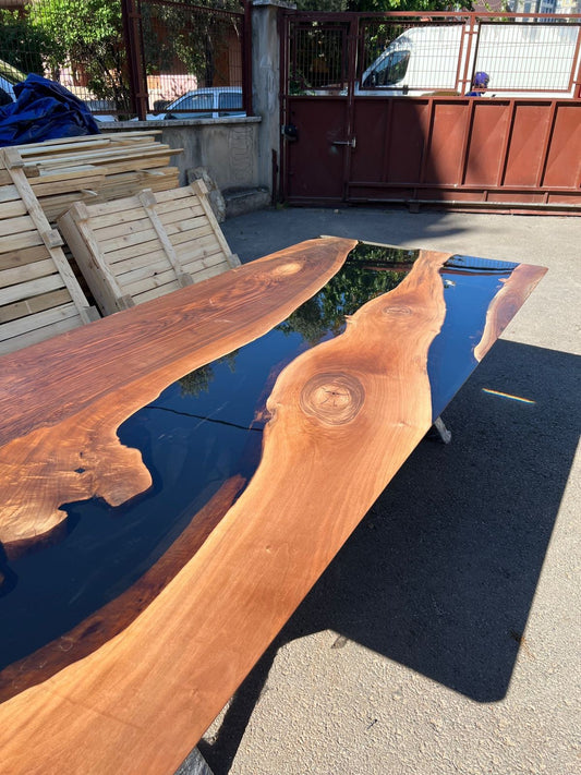 Epoxy Dining Table, Custom 108” x 46” Walnut Black Table, Epoxy Resin Table, Custom Order for Scott