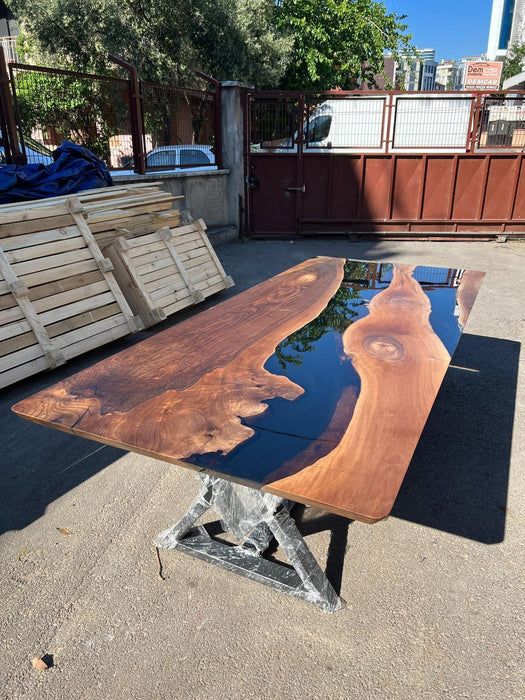 Epoxy Dining Table, Custom 108” x 46” Walnut Black Table, Epoxy Resin Table, Custom Order for Scott