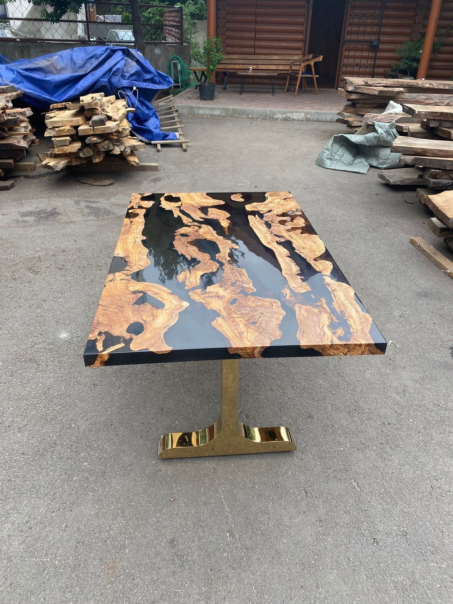 Resin Epoxy Table, Epoxy Table, Epoxy Dining Table, Custom 60” x 36” Olive Table, Smoke Gray Epoxy River Table, Custom Order for Austin