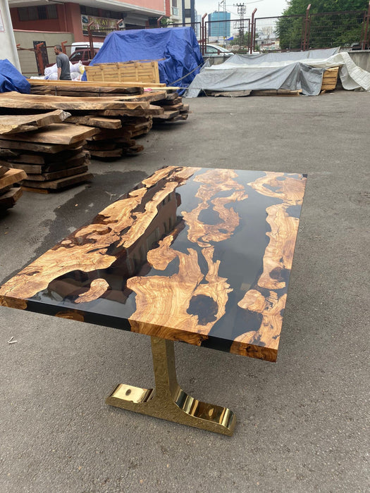 Resin Epoxy Table, Epoxy Table, Epoxy Dining Table, Custom 60” x 36” Olive Table, Smoke Gray Epoxy River Table, Custom Order for Austin