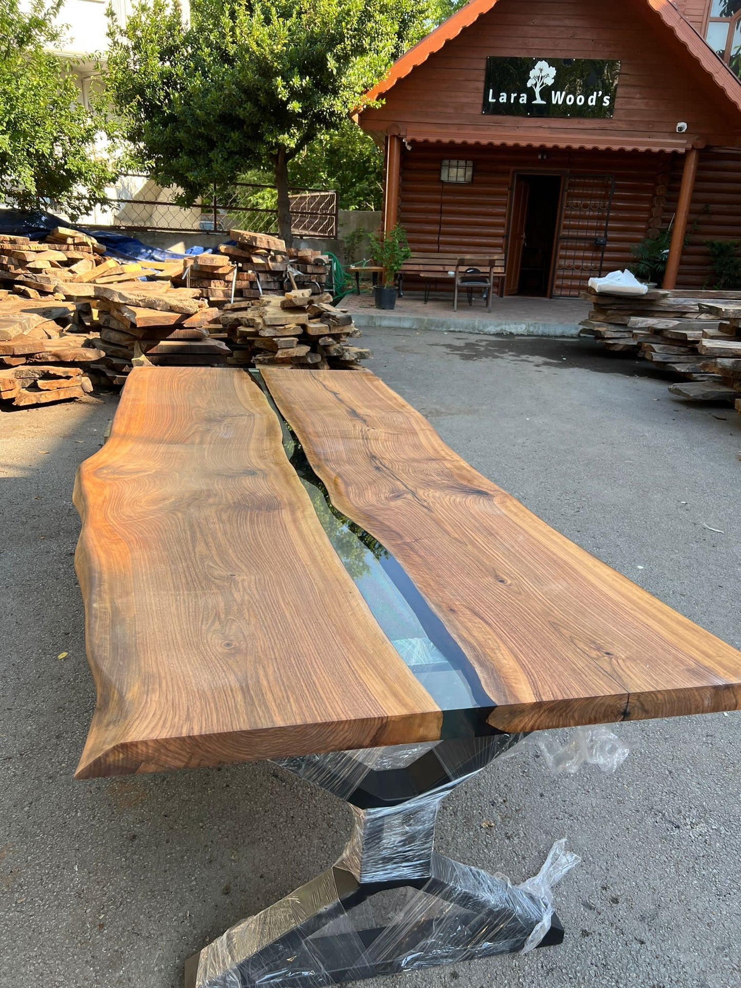 READY TO SHIP Epoxy Table, Epoxy Dining Table, Walnut Epoxy River Table, Custom 110” x 47” Walnut Clear Epoxy River Table Order