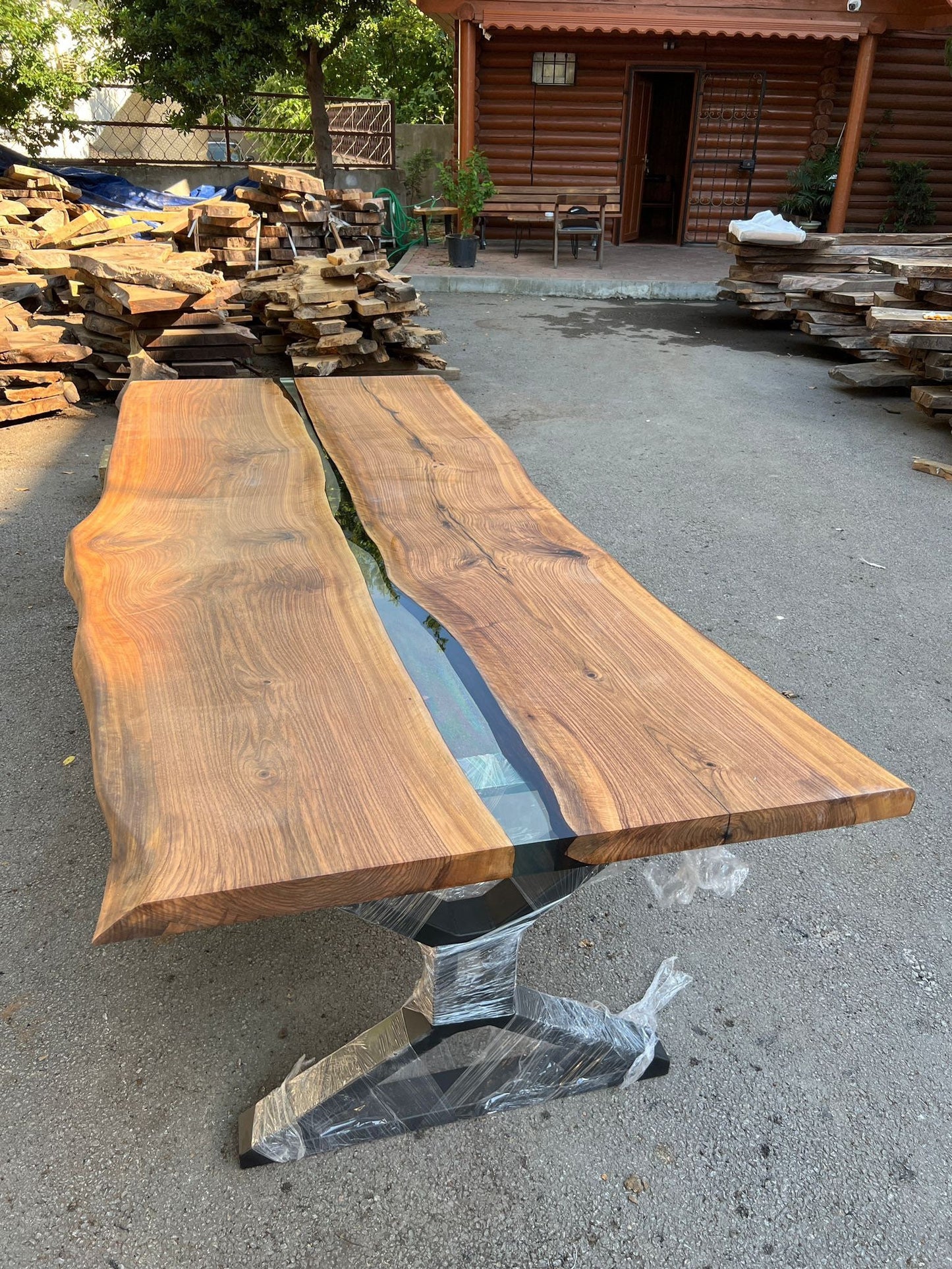 READY TO SHIP Epoxy Table, Epoxy Dining Table, Walnut Epoxy River Table, Custom 110” x 47” Walnut Clear Epoxy River Table Order