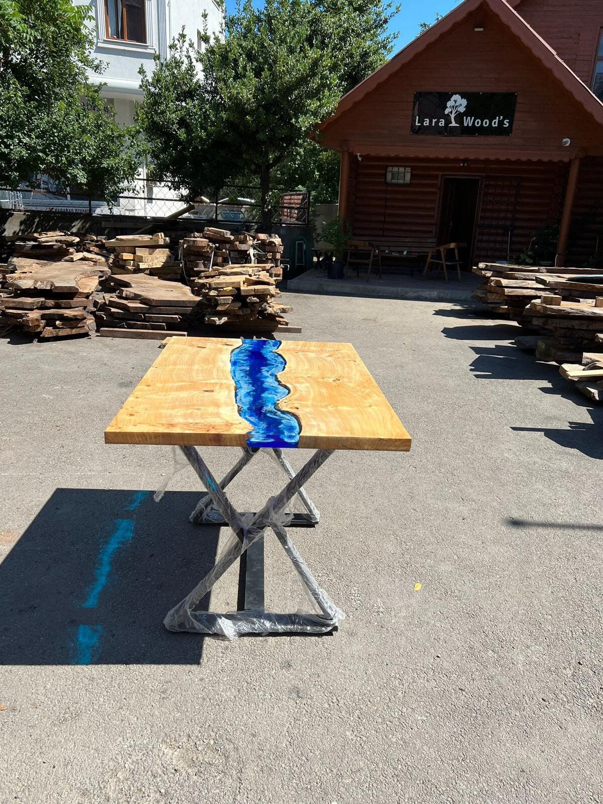 Ocean Table, Poplar Table, Custom 54” x 36” Poplar Ocean Blue, Turquoise White Waves Table, Epoxy River Dining Table Order for Jaime