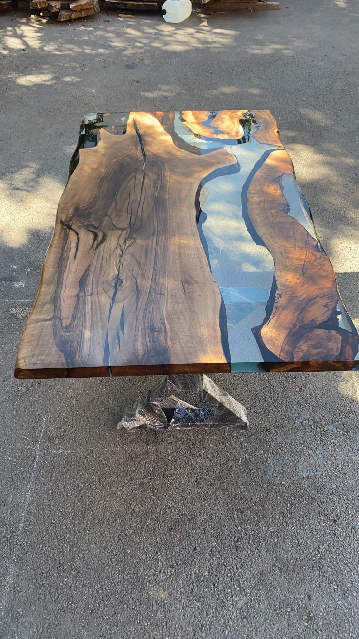 Epoxy Dining Table, Custom 72” x 40” Walnut Table, Clear Epoxy Table, River Table, Live Edge Table, Custom Order for  Elizabeth & Matt