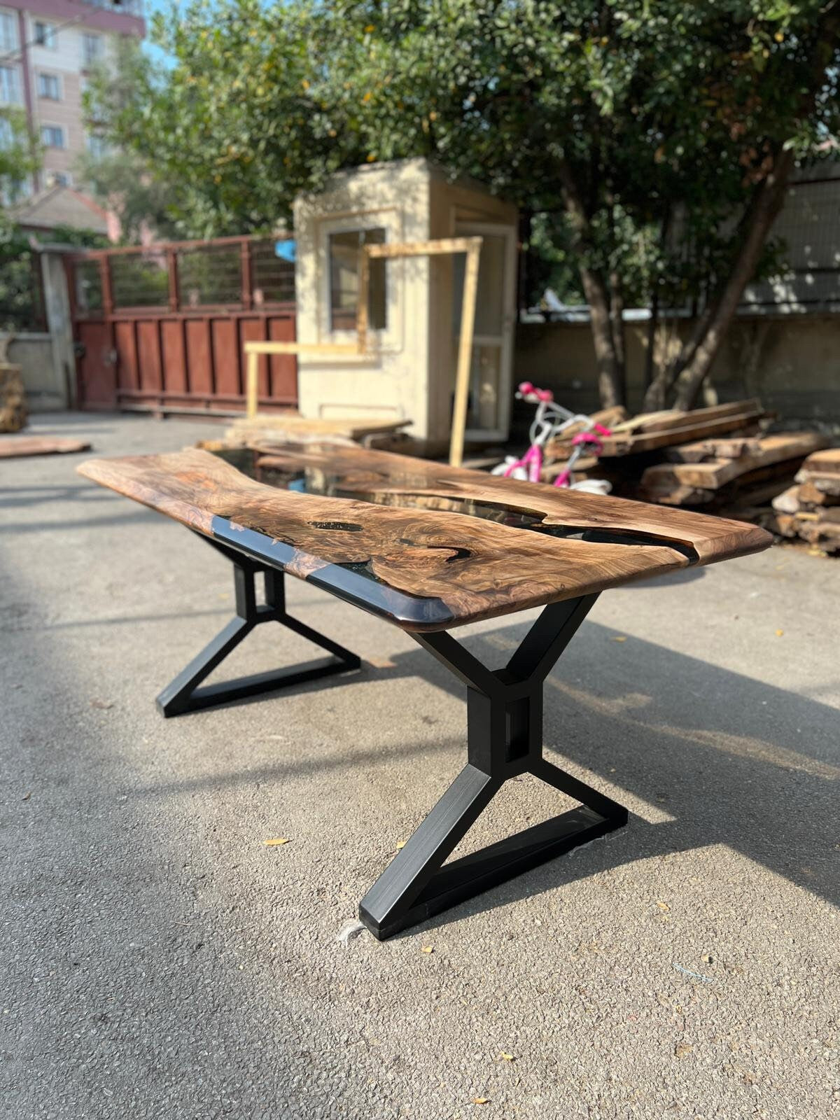 Handmade Epoxy Table, Walnut Dining Table, Live Edge Table, Epoxy Resin Table, Custom 72” x 36” Walnut Table, River Table, Order for Deese