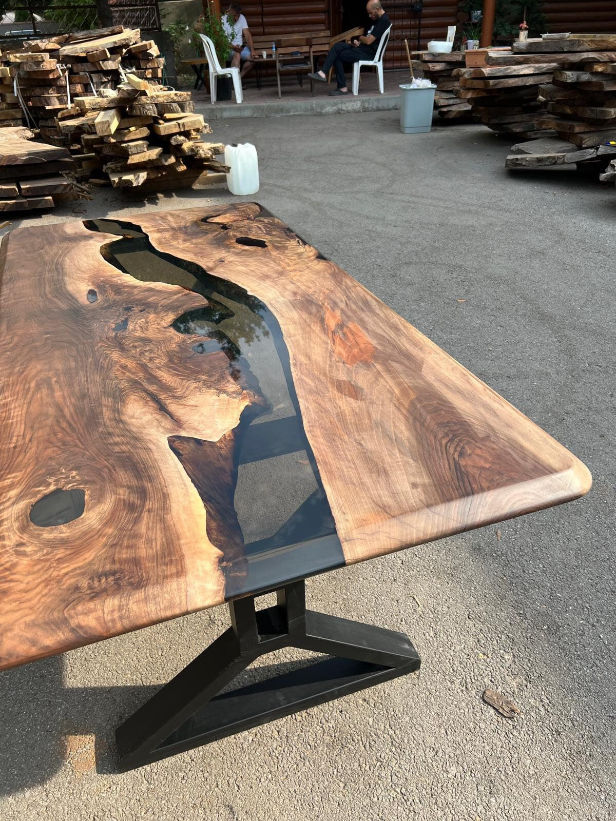 Handmade Epoxy Table, Walnut Dining Table, Live Edge Table, Epoxy Resin Table, Custom 72” x 36” Walnut Table, River Table, Order for Deese