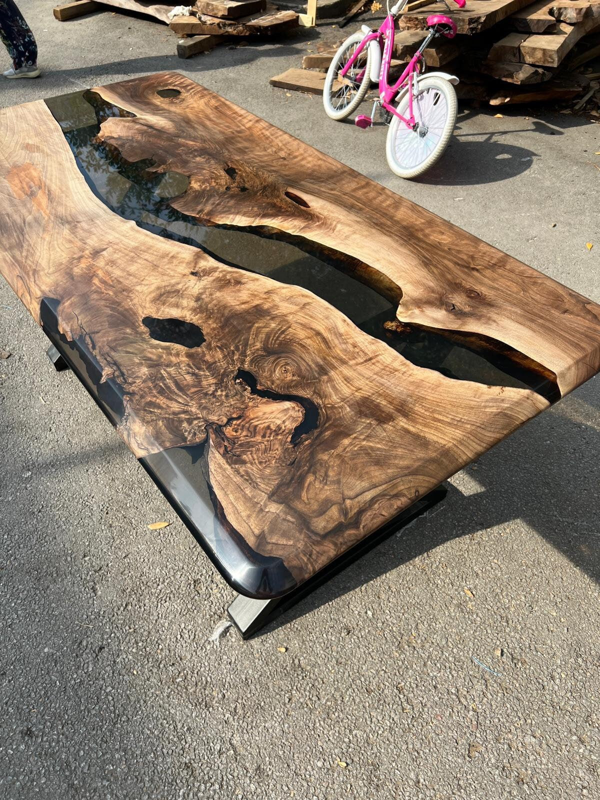 Handmade Epoxy Table, Walnut Dining Table, Live Edge Table, Epoxy Resin Table, Custom 72” x 36” Walnut Table, River Table, Order for Deese