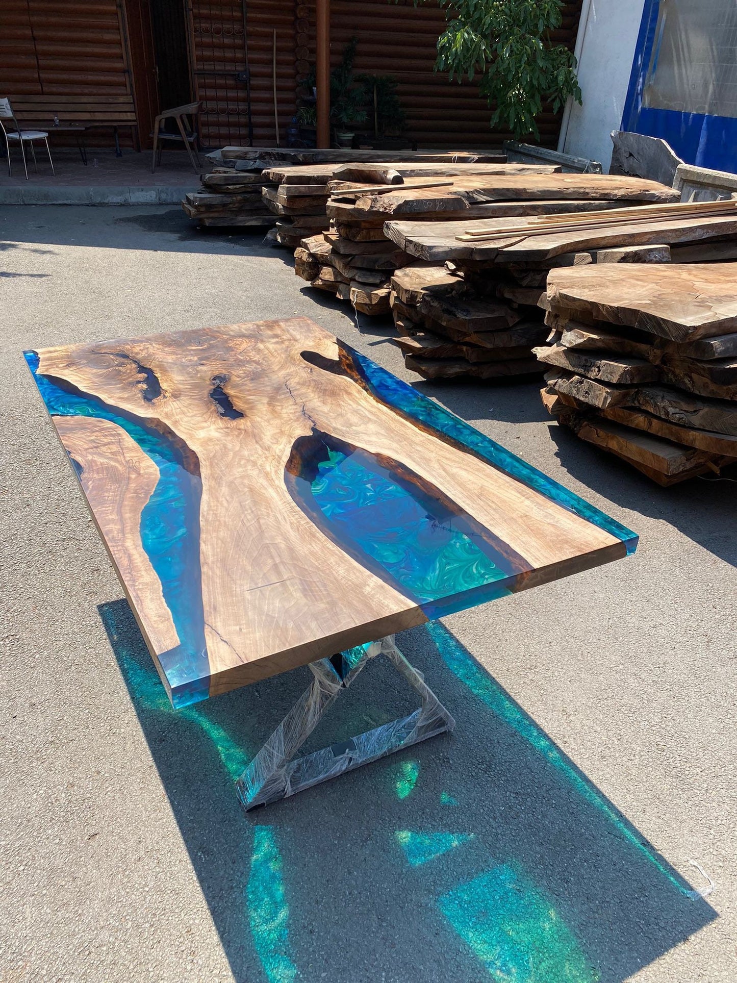 Epoxy Table, Epoxy Dining Table, Walnut Epoxy River Table, Custom 66” x 38” Walnut Blue, Turquoise, Green Epoxy Table, Order for Steve