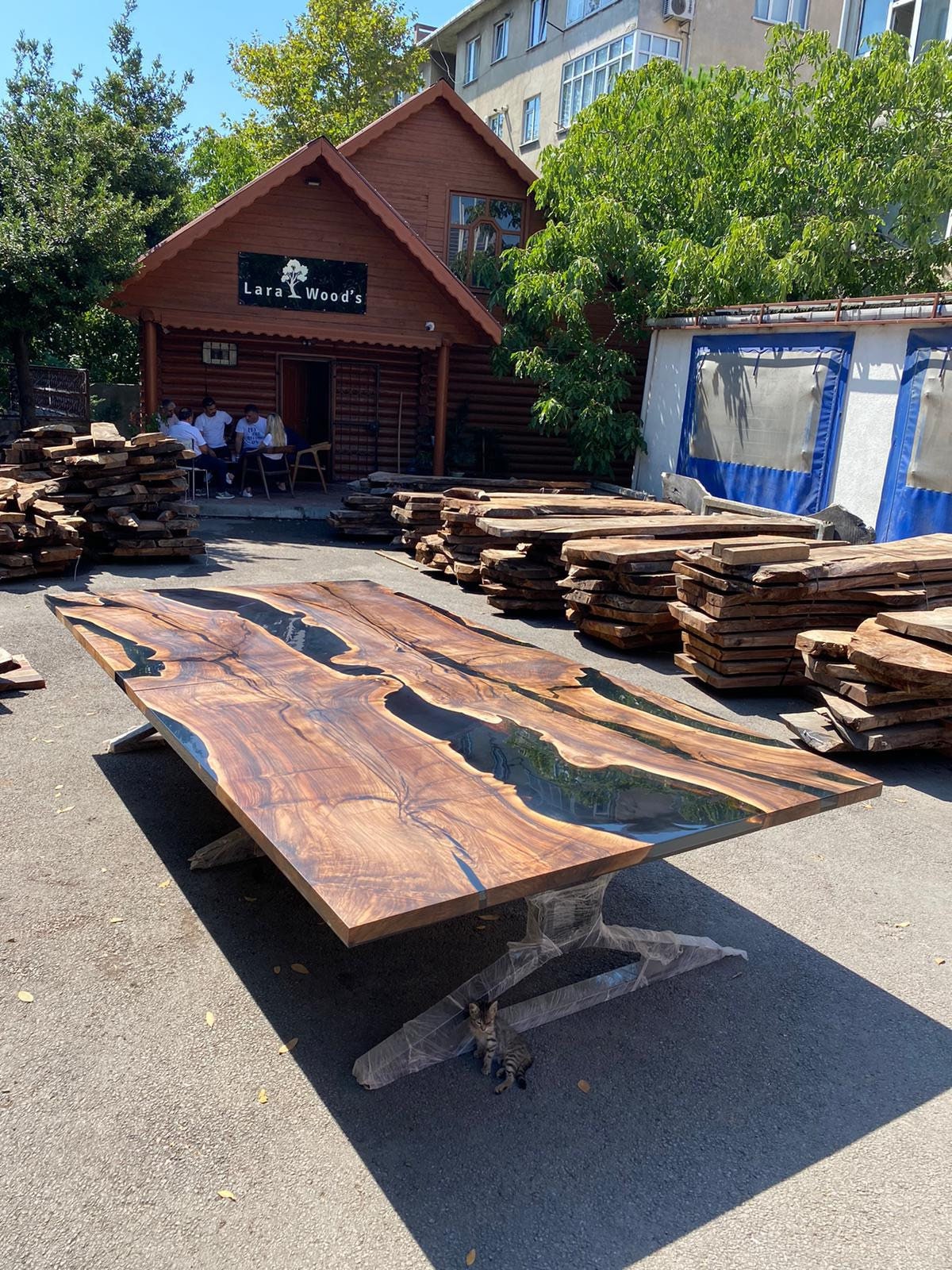 Walnut Dining Table, Custom 140” x 72” Epoxy Table, Wood Resin Table, Black Table, Epoxy Dining Table, Black Epoxy Table Order for Lisa B