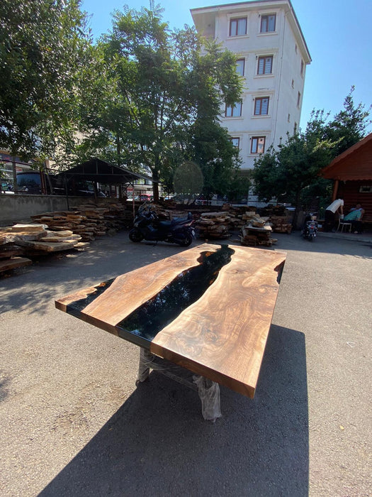 Walnut Dining Table, Custom 88” x 42” Unique Walnut Table, Black Epoxy River Table, River Dining Table, Custom Order for Paulette