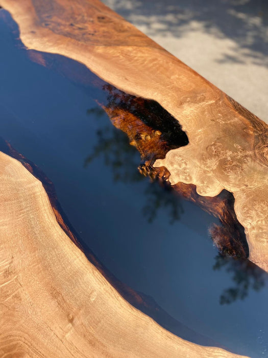 Walnut Dining Table, Custom 88” x 42” Unique Walnut Table, Black Epoxy River Table, River Dining Table, Custom Order for Paulette