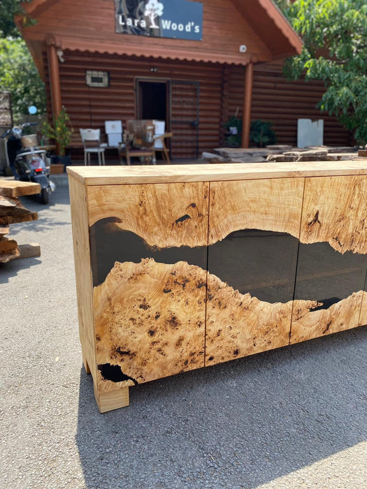 Made to Order Custom 66" x 16" x 34"  Credenza, Epoxy Resin Credenza, Poplar Epoxy Accent Cabinet Console, Epoxy Credenza Order for Susan