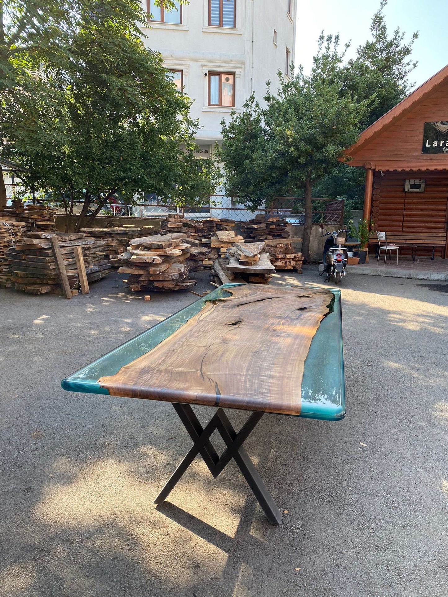 Handmade Epoxy Table, Clear Epoxy Table, Custom 115” x 45” Walnut Table, Clear Epoxy Table, River Table, Custom Order for Jennifer D