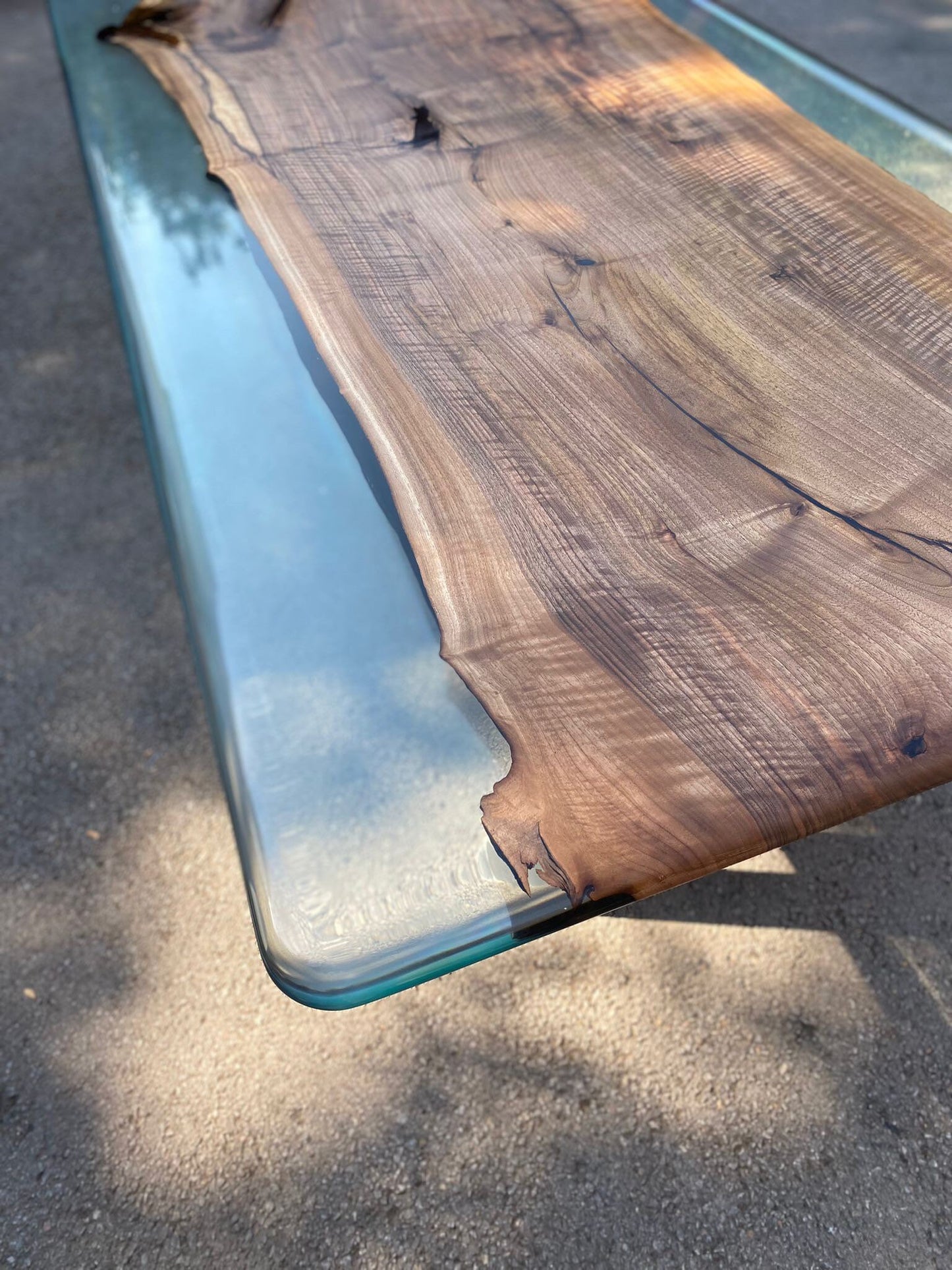 Handmade Epoxy Table, Clear Epoxy Table, Custom 115” x 45” Walnut Table, Clear Epoxy Table, River Table, Custom Order for Jennifer D