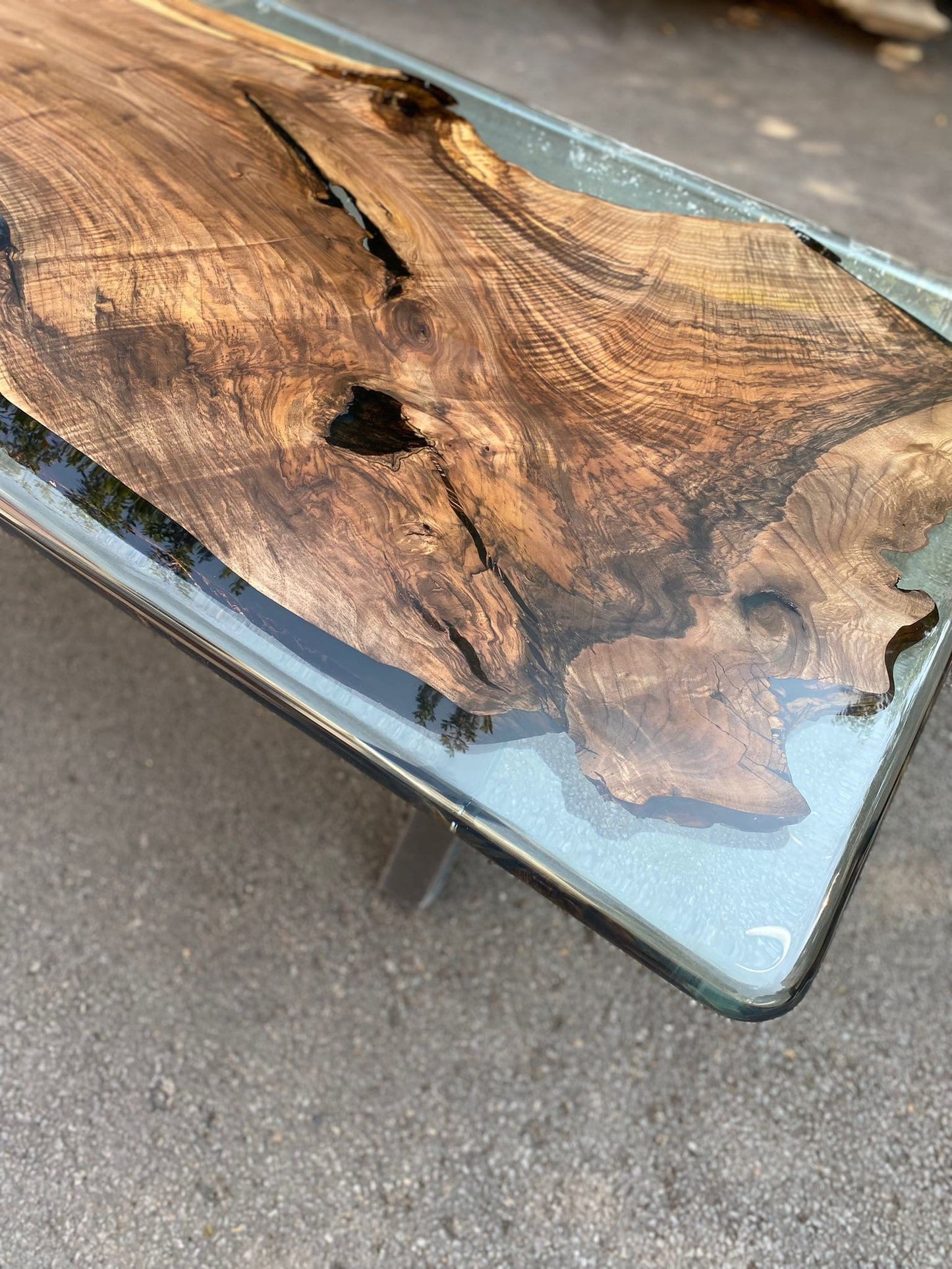 Handmade Epoxy Table, Clear Epoxy Table, Custom 115” x 45” Walnut Table, Clear Epoxy Table, River Table, Custom Order for Jennifer D