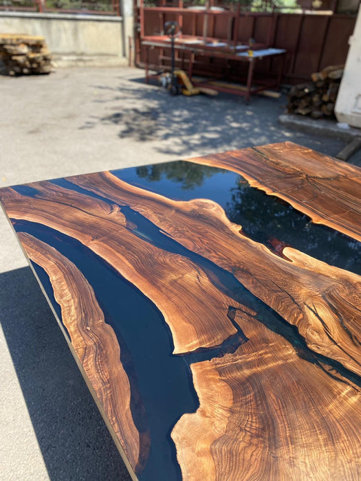 Walnut Dining Table, Custom 140” x 72” Epoxy Table, Wood Resin Table, Black Table, Epoxy Dining Table, Black Epoxy Table Order for Lisa B