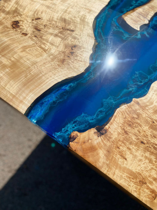 Ocean Table, Poplar Table, Custom 48” x 36” Poplar Ocean Blue, Turquoise White Waves Table, Epoxy Coffee Table Order for Donna, mom gifts