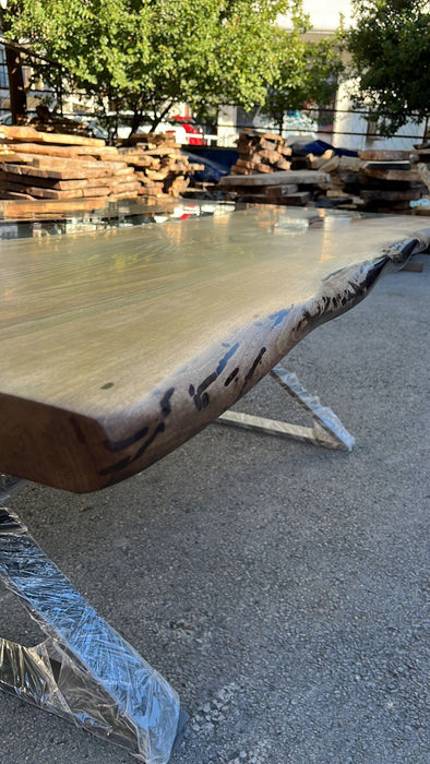 Custom 84” x 48” Walnut Smoke Gray Epoxy River Table Order for Krishawn 2