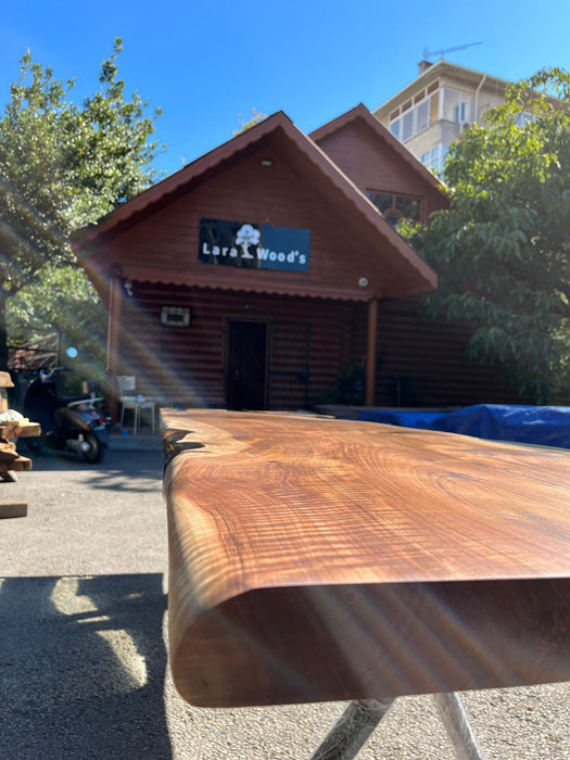 Custom 115” x 30” Walnut Smoke Gray Epoxy River Table Order for Krishawn