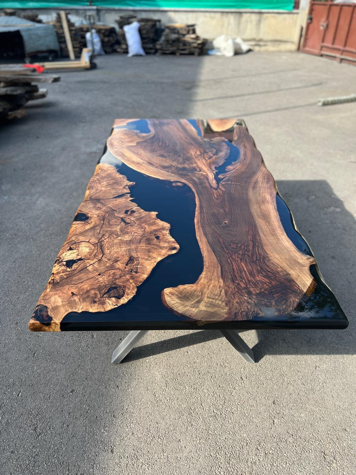 Handmade Epoxy Table, Epoxy Table, Epoxy Dining Table, Custom 92” x 45” Walnut Black Epoxy Table, Epoxy Dining Table, Order for Eric