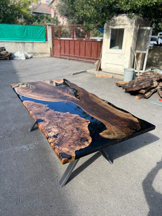 Handmade Epoxy Table, Epoxy Table, Epoxy Dining Table, Custom 92” x 45” Walnut Black Epoxy Table, Epoxy Dining Table, Order for Eric