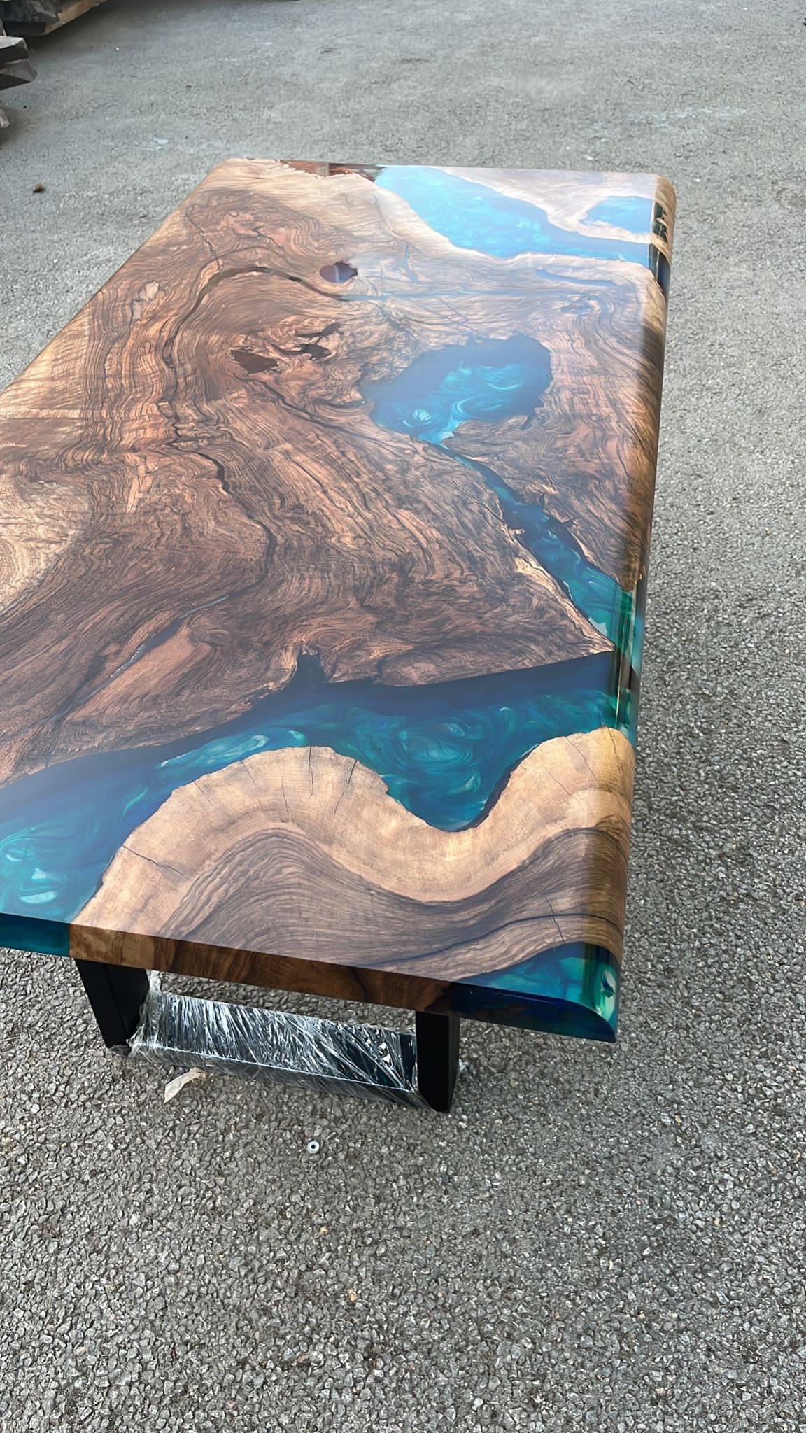 Walnut Dining Table, Epoxy Resin Table, Custom 60” x 30” Walnut Blue, Turquoise, Green Table, Epoxy Dining Table, Custom for Rebecca S