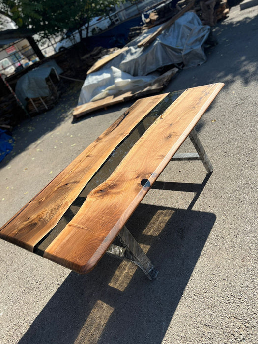 Custom 84” x 42” Walnut Black or Smoke Gray Epoxy River Table Order for Bisty