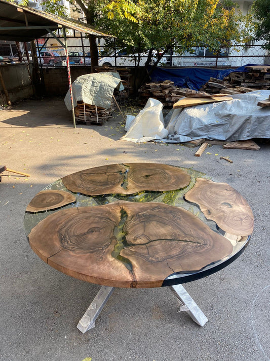 Epoxy Resin Table, Custom 60” Diameter Round Table, Aesthetic Smoke Gray Epoxy Table for Jenifer H