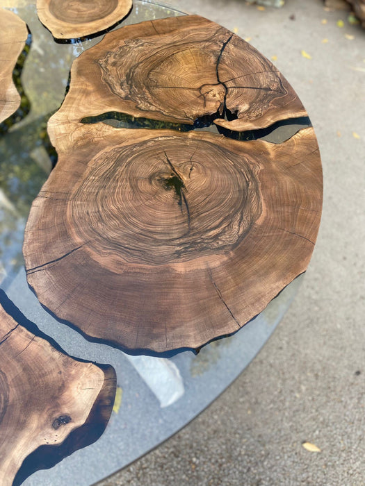 Epoxy Resin Table, Custom 60” Diameter Round Table, Aesthetic Smoke Gray Epoxy Table for Jenifer H