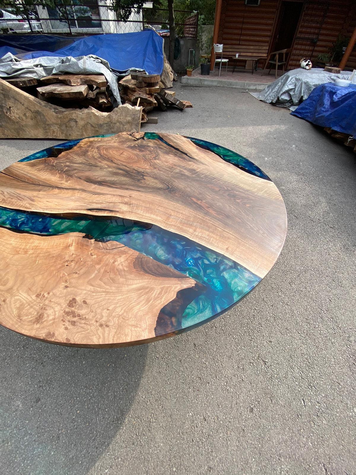 Epoxy Resin Table, Custom 60” Diameter Round Table, White Epoxy Table for Deepali