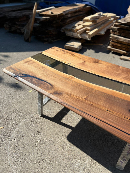 Custom 84” x 42” Walnut Black or Smoke Gray Epoxy River Table Order for Bisty