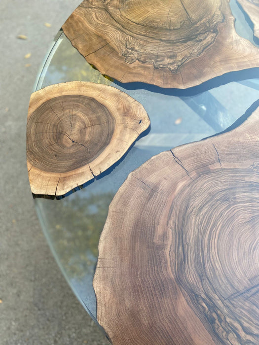 Epoxy Resin Table, Custom 60” Diameter Round Table, Aesthetic Smoke Gray Epoxy Table for Jenifer H