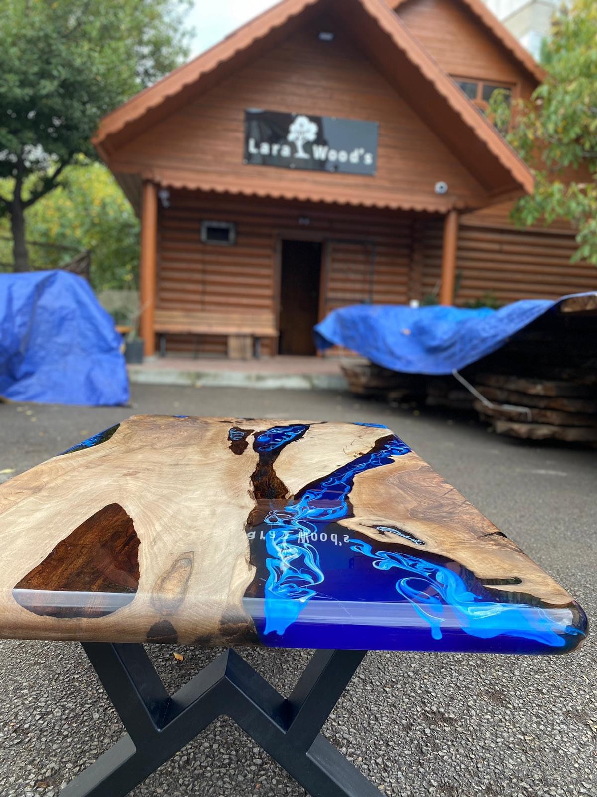 Live Edge Table, Epoxy Coffee Table, Custom 50” x 30” Walnut Ocean Blue, Turquoise White Waves, Epoxy River Coffee Table, Order for Nikolaj