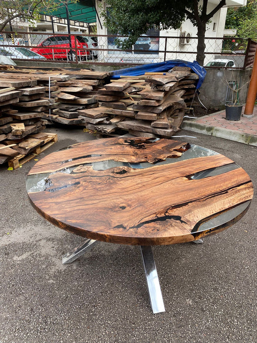 Epoxy Resin Table, Custom 60” Diameter Round Table, Clear Epoxy Table for Kay