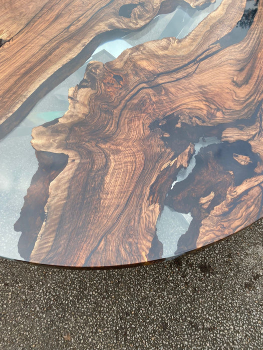 Epoxy Resin Table, Custom 60” Diameter Round Table, Clear Epoxy Table for Kay