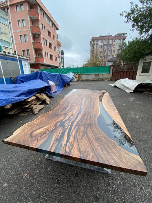 Epoxy Resin Table, Epoxy Table, Epoxy Dining Table, Custom 108” x 48” Walnut Smokey Gray Table, Epoxy Dining Table, Custom Order for Valona