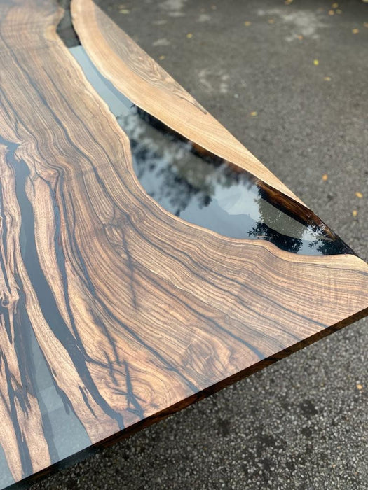 Epoxy Resin Table, Epoxy Table, Epoxy Dining Table, Custom 108” x 48” Walnut Smokey Gray Table, Epoxy Dining Table, Custom Order for Valona