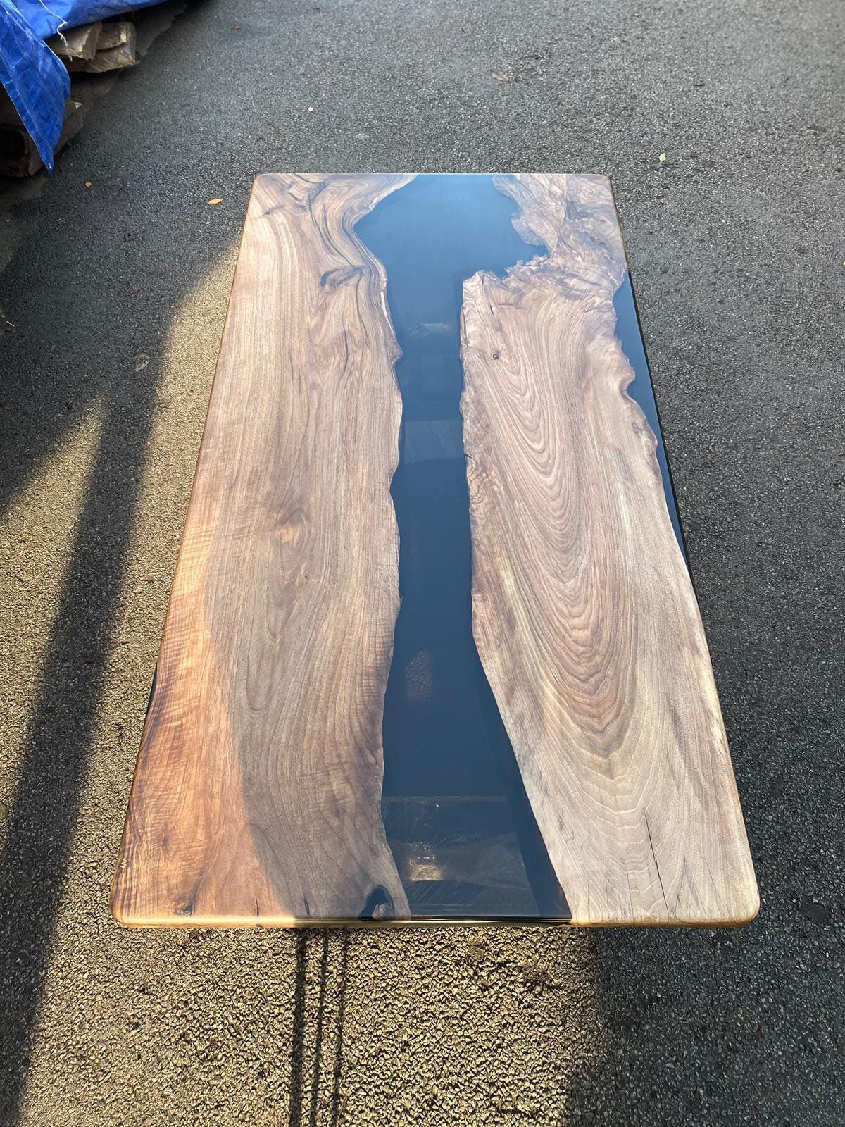 Live Edge Table, Custom 72” x 36” Walnut Transparent Black Table, Epoxy River Table, Wooden Table, Custom  Order for Holy